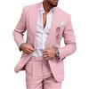 Oanviso Abito Completo da Uomo Classico Tinta Unita Abito a Maniche Lunghe 2 Pezzi Abiti da Lavoro Formali Blazer e Pantaloni Chic Risvolto Blazer Sets per Matrimoni e Affari A Rosa 3XL