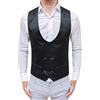 Lanzans collezioni Panciotto Gilet Uomo Slim Fit Cardigan Elegante Casual Smanicato Corpetto (L, Doppiopetto Nero Raso)