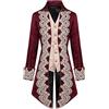 VPQILH Giacca Gotica Uomo Frac in Stile Steampunk e Vittoriano Palazzo Abito Vintage Medievale Cappotto Monopetto Tailcoat Risvolto Trench Coat Costumi da Gentiluomo per Carnevale, Halloween Costume