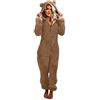 MJGkhiy Pigiama Intera in Pile Donna Comodo Manica Lunga Pigiamone Intero Con Cappuccio Curvy Monopezzo Inverno Tuta Da Notte Sherpa Set Pigiami Lunghi Sleepwear per Tutte