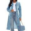 ORANDESIGNE Cappotti Lunghi da Donna in Denim Trench con Cintura Cappotto da Giacca di Jeans Lungo Giubbotto Vintage Blu Strappato a Maniche Lunghe Con Bottoni Transizione Capispalla