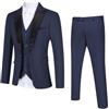 YOUTHUP Abito da Uomo Slim Fit a 3 Pezzi con Risvolto a Scialle Elegante Giacca da Smoking da Sposa con Gilet, Blu, XL