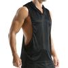 AIEOE Gilet fitness da uomo a taglio alto, in rete, trasparente, con cappuccio, maglietta senza maniche, per bodybuilding, sport, palestra