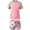 Keyck Costume da Bagno Ragazze 2 Pezzi a Manica Corta 7-8 Anni, Rosa