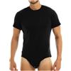 ORANDESIGNE Body T-Shirt Uomo Tuta Sportiva Fitness Body da Ginnastica Artistica Leotard Jumsuit T-Shirt Manica Corta Sport Triathlon Palestra Lingerie Sexy Completa Intera A Nero M