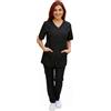 Peter's abiti da lavoro Divisa da lavoro donna,completa,sanitaria,infermiera,oss,ospedaliera,con zip,vari colori (M, Nero)