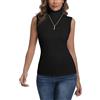 Enjoyoself Maglione Smanicato in Cotone Collo Alto Pullover Senza Maniche Maglia Collo Alto per Autunno Inverno, Capo Sottomaglione-Nero/M