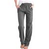 Yutdeng Donna Pantaloni con Tasche e Coulisse Estivi Casual Larghi in Cotone e Lino Elegante Confortevole Spiaggia Elastico a Gamba Dritta Grigio Scuro XXL