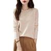 Chanyarn Donna 100% Lana Merino Maglie Termiche Maglietta Girocollo Manica Lunga Viaggio Escursionismo T-Shirt Termiche Base Layer (Beige,XL)