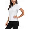 MoFiz Polo Donna Manica Corta Poloshirt Golf Camicia Sportiva Estate Top Traspirante Bianco XL