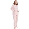 Amaxer Pigiama Donna Caldo in Flanella 2 Pezzi Loungewear Set 100% Cotone Autunno e Inverno Set Pigiama Manica Lunga