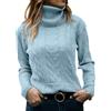 GeGekoko Maglione da Donna a Collo Alto, Elegante, a Maniche Lunghe, Casual, Morbido, Azzurro, L