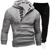Fulidngzg Tuta Uomo Completa Invernale Caldo Set 2 Pezzi con Felpa con Cappuccio e Zip Laterale Pantaloni Coordinati Tute da Ginnastica Casual Comfort Elegante per Sportiva Palestra,Grigio,M