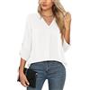 Yommay Camicette estive da donna eleganti, casual, a maniche corte, in chiffon, top, maglietta
