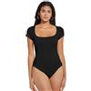 BKEPDY Body Donna Maniche Corte Bodysuit Elegante Scollatura Quadrata Contenitivo Modellante Outfit Estivo versatile Aderente Morbido