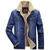 Loeay Giacca di Jeans da Uomo Casual Classic Inverno Tasche sul Petto Spesse Rodeo Foderato Moda Jeans da Uomo Giacca Capispalla Caldo Cappotto Blu 3XL