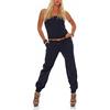 malito more than fashion malito Donna Jumpsuit Cintura Catsuit senza Maniche lungo Playsuit 1585 (blu scuro, L)