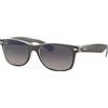 Ray-Ban New Wayfarer, Occhiali da sole, unisex ,Multicolore (Gestell: gunmetal / transparent, Gläser: grau verlauf 614371), 55mm
