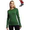 Merino.tech Maglia Termica Donna Lana Merinos - 100% Lana Merino + Calzini (Medium, Olive 250)