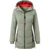 Yuson Girl Cappotto Donna Invernale Felpa con Cappuccio Giacca Caldo Giubbotto Media Lugghezza Trapuntato Parka Antivento Cappotti Leggero Maniche Lunghe Giacche con Zip Tasches(Verde, S)