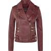 Infinity Leather Giacca da Moto Borgogna Retrò in Pelle 100% Nappa da Donna M