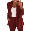 KHIRVWL Completo Tailleur da Donna, 2 Pezzi, Slim Fit, Giacca a Bottone Unico, con Gonna O Pantalone, da Ufficio Completo da Donna con Giacca e Cardigan con Risvolto e Bottoni alla Moda