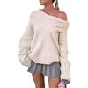 ORANDESIGNE Maglione da Donna Maglione Donne Sexy off Shoulder Loose Moda Coreana Maglieria Autunno E Inverno Addensato Pullover Sexy Femmina Y2K Top