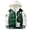 Goolecrimp Uomo Hip Hop Moda Varsity con Cappuccio Piumino Impiombato Falso Giacca da Baseball con Cappuccio Inverno All'aperto Ispessito Giù Giacca di Cotone (Verde,XL)