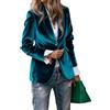 ORANDESIGNE Giacca da Donna in Velluto Blazer Casual da Lavoro e Ufficio a Maniche Lunghe B Blu M