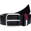 Tommy Jeans Uomo Cintura Ryan 3,5 cm Cintura in Pelle, Blu (Dark Night Navy), 80 cm
