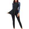 Generico Burkini Donna Musulmana Set 2 Pezzi Donna Musulmana Manica Lunga Set Burkini Coperta Completa Stampa Beachwear Swimwear