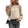 Toplop Camicetta da donna con volant maniche a lanterna: elegante manica lunga autunno primavera estate top casual girocollo pieghe bottoni top moda scollo a v tasche petto leopardato tunica
