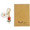 Tranbath Portachiavi a tulipano con biglietto di ringraziamento, regalo per donne di compleanno, regali di amicizia, regali di buona fattura e congratulazioni, amici che lasciano il lavoro o apprezzamento