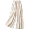 DBFBDTU Pantaloni da donna in seta, sottili, larghi, gamba larga, pantaloni lunghi, bianco, Taglia unica