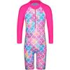 HUAANIUE Ragazze UPF 50+ UV Costumi da Bagno Rosa Cerniera Costumi a Due Pezzi Bambini Abbigliamento da Spiaggia Surf Maniche Lunghe Nuoto Costume 2-12 Anni