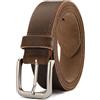 CHAOREN Cintura Uomo, Cintura Uomo Pelle Nera Marrone38mm Realizzata in Pregiata Cuoio di Bufalo Pieno Fiore, Perfetta per Look Casual Jeans