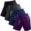 Ouruikia Intimo Boxer da Uomo Anti-Sfregamento a Gamba Lunga Boxer da Uomo Senza Etichetta con Tasca Separata, XL
