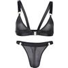 AIEOE Set reggiseno e slip da uomo Crossdresser sexy Lingerie Set trasparente Sissy Abbigliamento con anello, Nero , Taglia unica