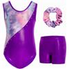 Gogokids Body da ginnastica per ragazze, con strass scintillanti, tute da danza, con pantaloncini, abbigliamento sportivo