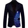 pvucpot Giacca natalizia da uomo, slim fit, bottone, in varie stampe, feste, blazer, risvolto slim fit, blazer con stampa bicchiere di vino rosso Print Jacket Xmas