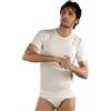 Clessidra Pacco da 2 Magliette a Manica Corta Uomo in Lana Cotone Made in Italy PD4260 (4, Bianco)