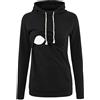 Love2Mi Felpa con cappuccio da donna per allattamento, a maniche lunghe, giacca premaman, A-nero., S