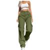Fulidngzg Pantaloni Trekking Donna Estivi in Nylon Quick Dry con Tasche e Bottone Pantaloni Cargo Leggeri Eleganti Pantalone da Montagna Casual Comoda per Lavoro Sportiva Pluristagionali,Green,L