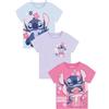 Disney Lilo E Stitch Set da 3 T Shirt Ragazza, Stitch E Angel Multipack T Shirt Bambino, Angel Magliette Bambina, Multicolore 11-12 Anni