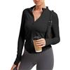 tanzdunsje Giacca sportiva da running da donna - Manica lunga aderente, top sportivo da palestra, yoga, pilates, jogging, giacca da allenamento da donna con cerniera e foro per il pollice