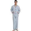 Amaxer Classico Pigiama da Uomo in Due Pezzi,in Cotone,da Notte,a Maniche Lunghe,con Tasche,con Coulisse,Blu e Giallo Intrecciati，L