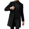 Generisch Cappotto invernale da uomo in lana, lungo, elegante, con giacca invernale, trench, monocromatico, cappotto autunnale, caldo, abbigliamento esterno, a doppiopetto, outfit business, Nero , 3XL