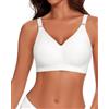 WOWENY Reggiseno da Donna Senza Ferretto, Reggiseno Push up, Comodo, Senza Cuciture, con Spalline Regolabili, Senza Ferretto, Bianco, M