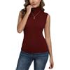 Enjoyoself Maglione Smanicato in Cotone Collo Alto Pullover Senza Maniche Maglia Collo Alto per Autunno Inverno, Capo Sottomaglione-Rosso Vino/S