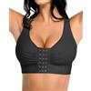 FeelinGirl Reggiseno a Compressione Post-Operatorio per Donne Mastectomia Reggiseno con Chiusura Frontale e Spalline Regolabili Senza Ferretto, A1-nero., XXL